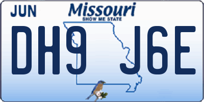 MO license plate DH9J6E