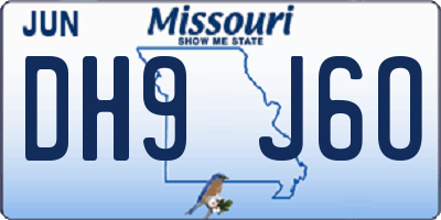 MO license plate DH9J6O