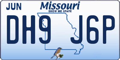 MO license plate DH9J6P