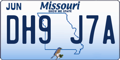 MO license plate DH9J7A