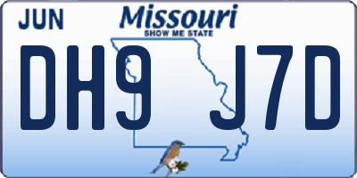 MO license plate DH9J7D