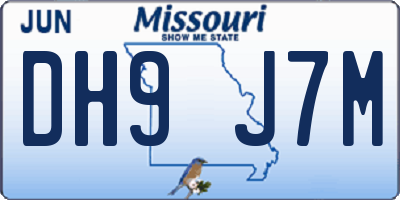 MO license plate DH9J7M
