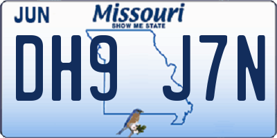 MO license plate DH9J7N