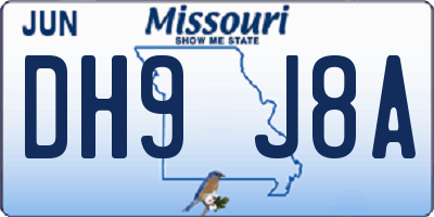 MO license plate DH9J8A