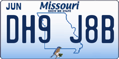 MO license plate DH9J8B