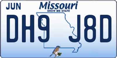MO license plate DH9J8D