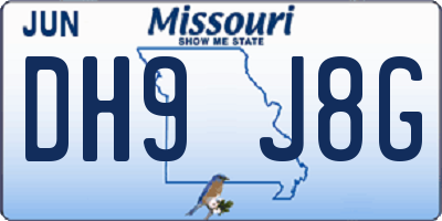 MO license plate DH9J8G