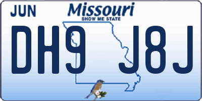 MO license plate DH9J8J