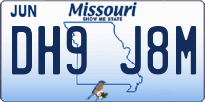 MO license plate DH9J8M