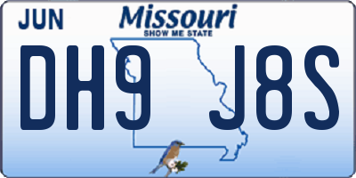 MO license plate DH9J8S