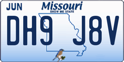 MO license plate DH9J8V