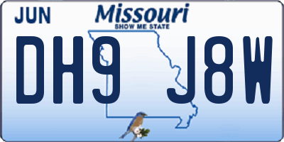 MO license plate DH9J8W