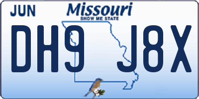 MO license plate DH9J8X