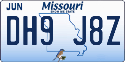 MO license plate DH9J8Z