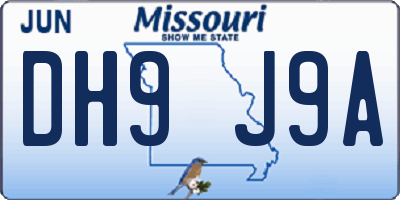 MO license plate DH9J9A