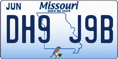 MO license plate DH9J9B