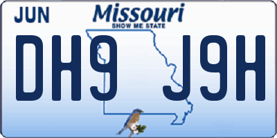 MO license plate DH9J9H