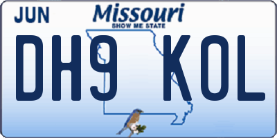 MO license plate DH9K0L