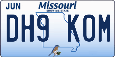 MO license plate DH9K0M