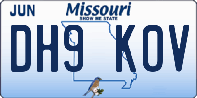 MO license plate DH9K0V