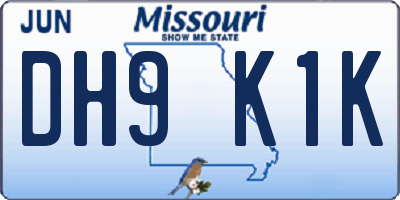 MO license plate DH9K1K