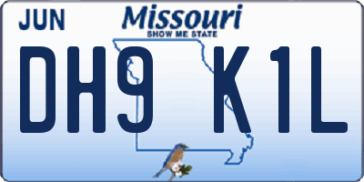 MO license plate DH9K1L