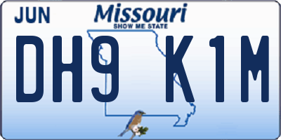 MO license plate DH9K1M