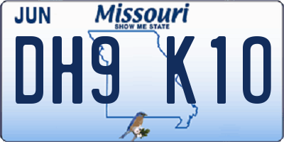 MO license plate DH9K1O