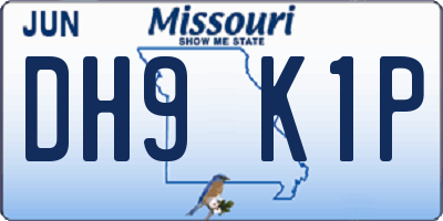 MO license plate DH9K1P