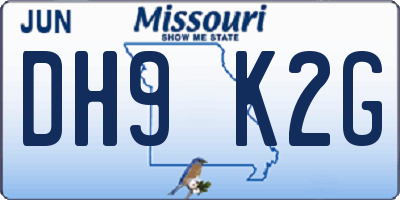 MO license plate DH9K2G