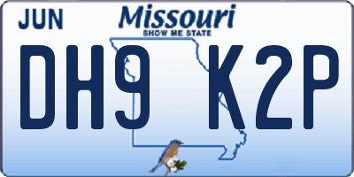 MO license plate DH9K2P