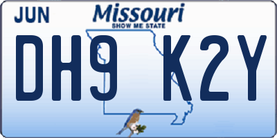 MO license plate DH9K2Y