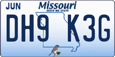 MO license plate DH9K3G