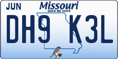 MO license plate DH9K3L