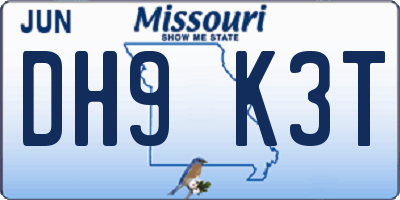 MO license plate DH9K3T