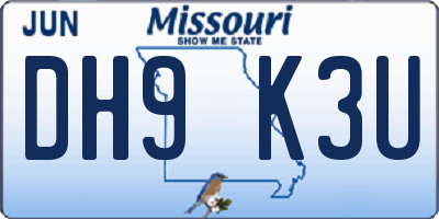 MO license plate DH9K3U