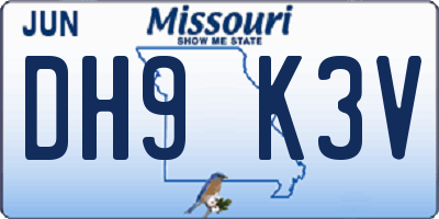 MO license plate DH9K3V