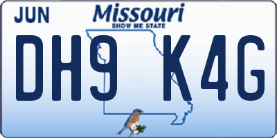 MO license plate DH9K4G