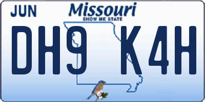 MO license plate DH9K4H