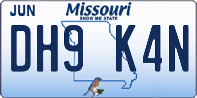 MO license plate DH9K4N