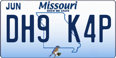 MO license plate DH9K4P