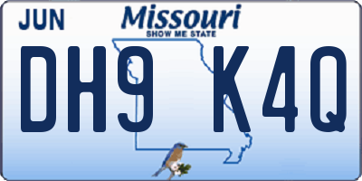 MO license plate DH9K4Q