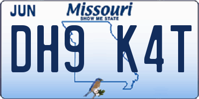MO license plate DH9K4T