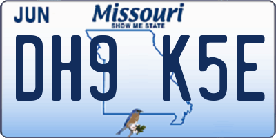 MO license plate DH9K5E
