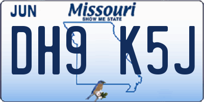 MO license plate DH9K5J