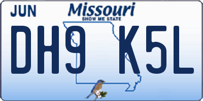 MO license plate DH9K5L