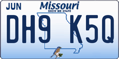 MO license plate DH9K5Q