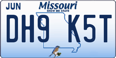 MO license plate DH9K5T