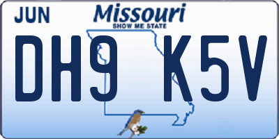 MO license plate DH9K5V