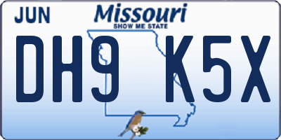 MO license plate DH9K5X